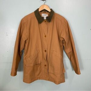 LL Bean Barn Chore Jacket Camel Corduroy Collar Women’s Medium Primaloft